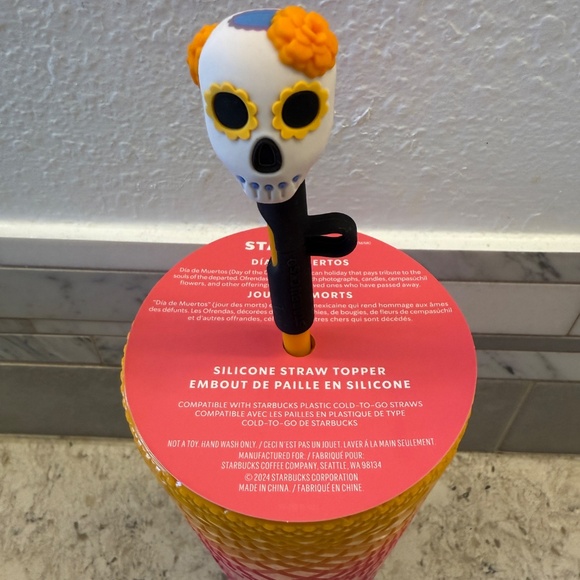 Starbucks Dia De Los Muertos 2024 Ombre Tumbler 24oz /sugar skull topper - Picture 3 of 8